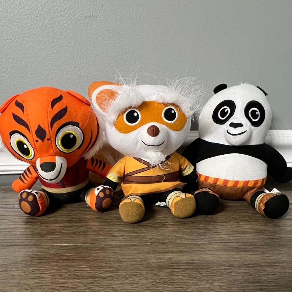Kung Fu Panda Plush Set Po Master Shifu Tigress Dreamworks Toy Factory Lot 3pc